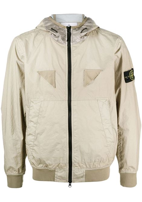 light beige zip-up jacket Stone Island logo STONE ISLAND | 781540723V0092
